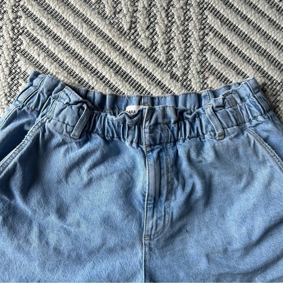 Garage Light Wash Paperbag Waist Cuffed Shorts - Picture 3 of 5